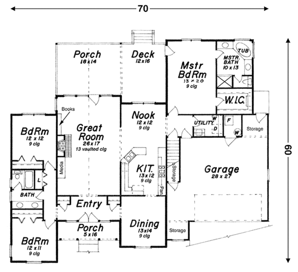 Dream House Plan - Country Floor Plan - Main Floor Plan #52-244