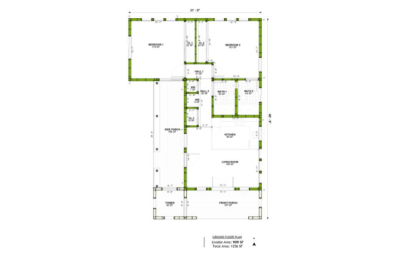 Dream House Plan - Floor Plan - Main Floor for Adobe / Southwestern House Plan #1106-98 - 2 bed, 2 bath