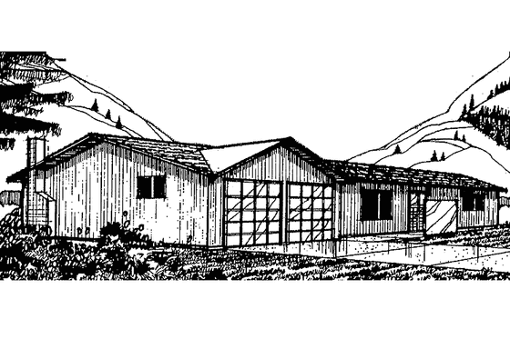 Exterior - Front Elevation 3 for Ranch House Plan #60-738 - 3 bed, 2 bath