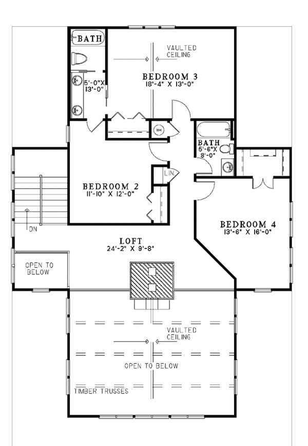 House Design - Country Floor Plan - Upper Floor Plan #17-3305