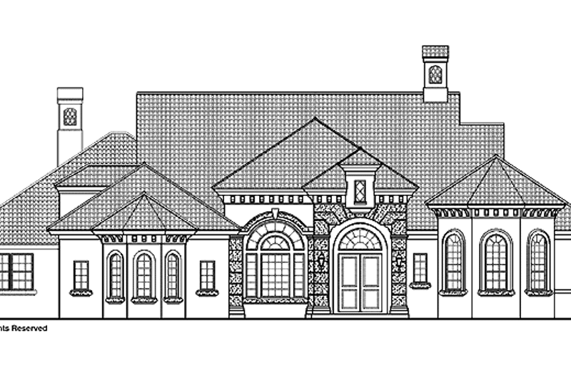House Blueprint - Exterior - Front Elevation 3 for Mediterranean House Plan #1019-10 - 5 bed, 5.5 bath