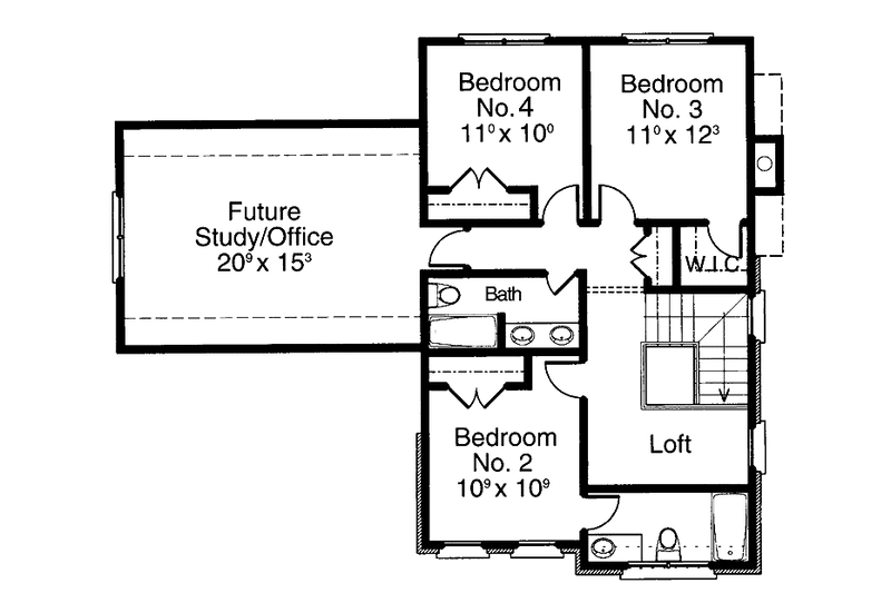 Dream House Plan - Floor Plan - Upper Floor for Colonial House Plan #429-235 - 4 bed, 3.5 bath