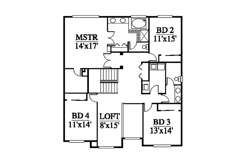 House Plan Design - Floor Plan - Upper Floor for Contemporary House Plan #951-3 - 4 bed, 2.5 bath