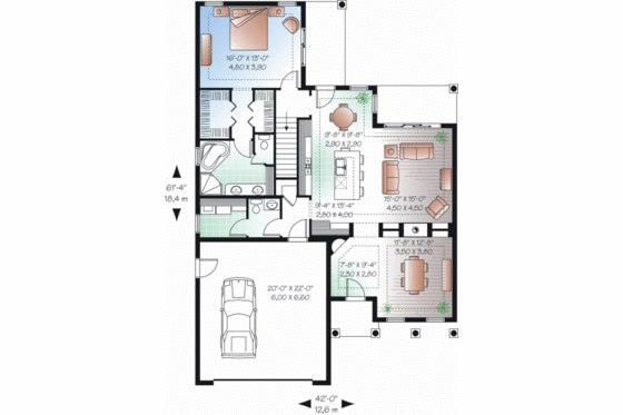 Floor Plan - Main Floor for Mediterranean House Plan #23-2248 - 4 bed, 3.5 bath
