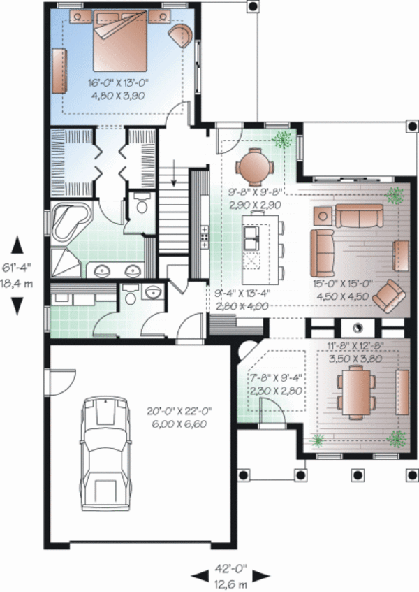 Architectural House Design - Mediterranean Floor Plan - Main Floor Plan #23-2248