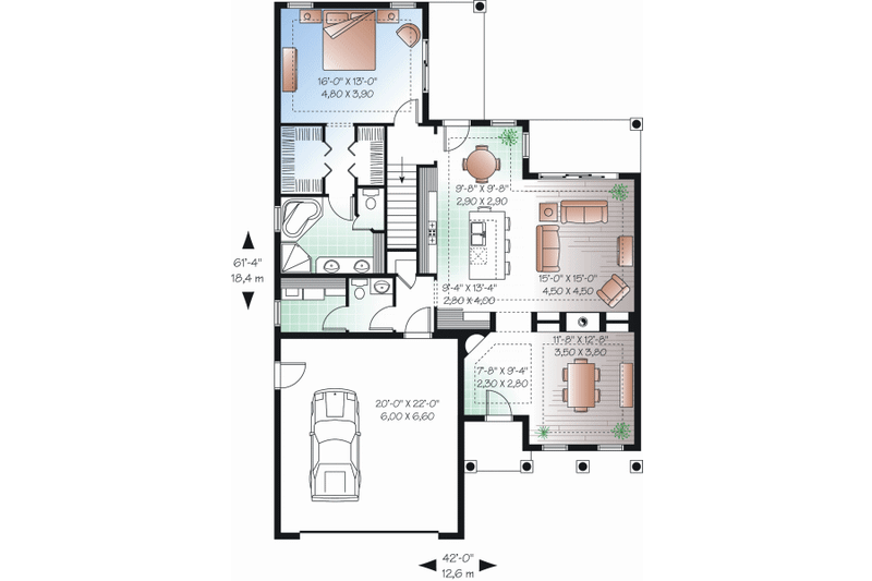 Home Plan - Floor Plan - Main Floor for Mediterranean House Plan #23-2248 - 4 bed, 3.5 bath