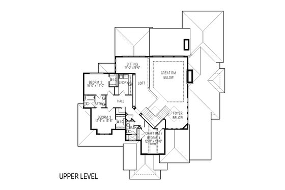 Floor Plan - Upper Floor for Contemporary House Plan #920-85 - 7 bed, 5.5 bath