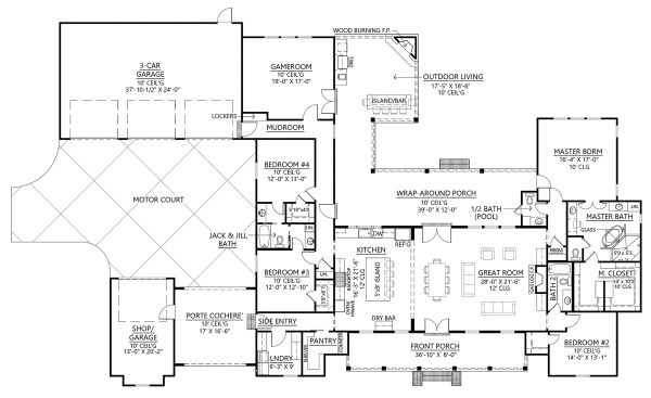 Farmhouse Floor Plan - Main Floor Plan #1074-3