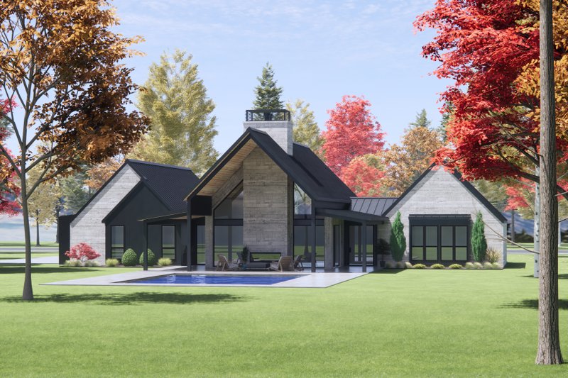 House Blueprint - Exterior - Rear Elevation 1 for Modern House Plan #1096-68 - 4 bed, 3 bath