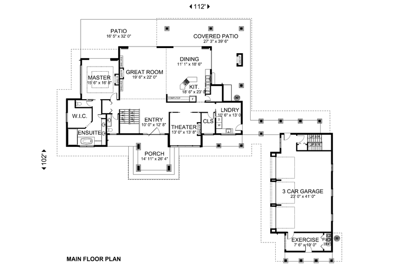 Architectural House Design - Floor Plan - Main Floor for Contemporary House Plan #126-285 - 4 bed, 3 bath