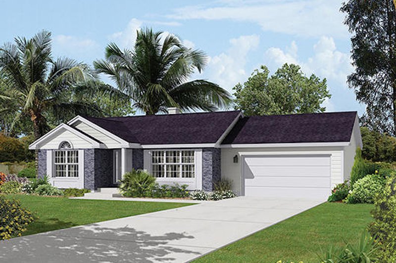 Ranch Style House Plan - 2 Beds 1 Baths 1102 Sq/Ft Plan #57-455