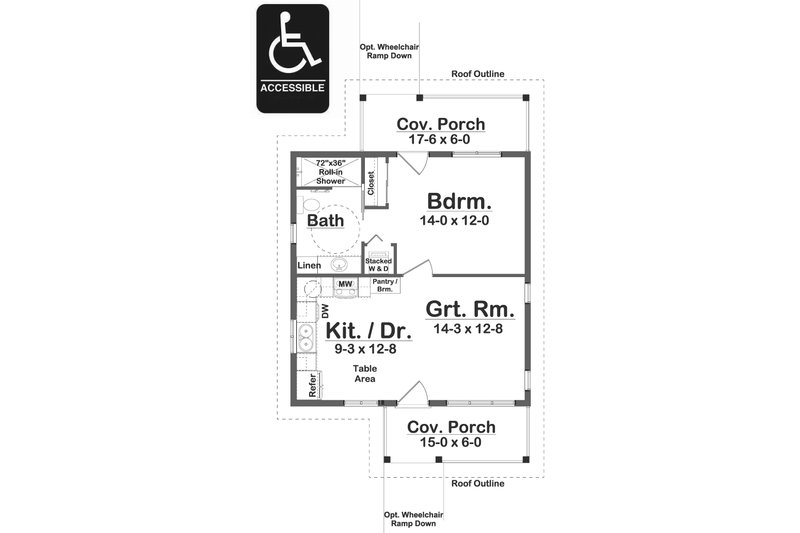 Dream House Plan - Floor Plan - Main Floor for Craftsman House Plan #126-262 - 1 bed, 1 bath