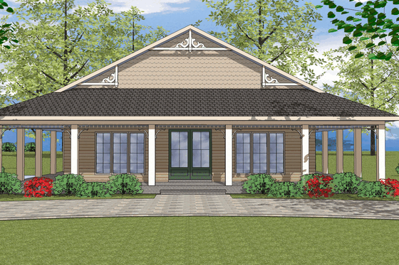 Exterior - Front Elevation for Southern House Plan #8-296 - 3 bed, 2 bath