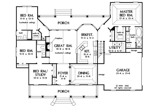 Floor Plan - Main Floor for Country House Plan #929-20 - 4 bed, 3 bath