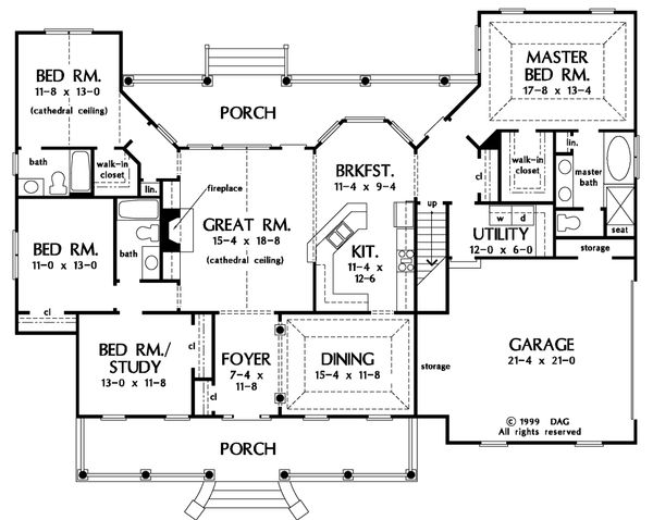 House Design - Country Floor Plan - Main Floor Plan #929-20