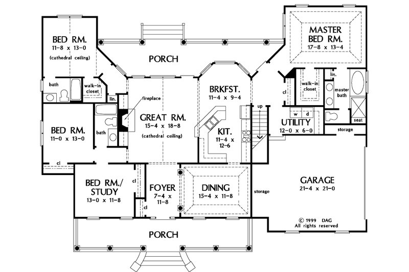 Dream House Plan - Floor Plan - Main Floor for Country House Plan #929-20 - 4 bed, 3 bath