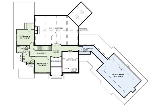 Floor Plan - Upper Floor for European House Plan #17-2498 - 4 bed, 3.5 bath