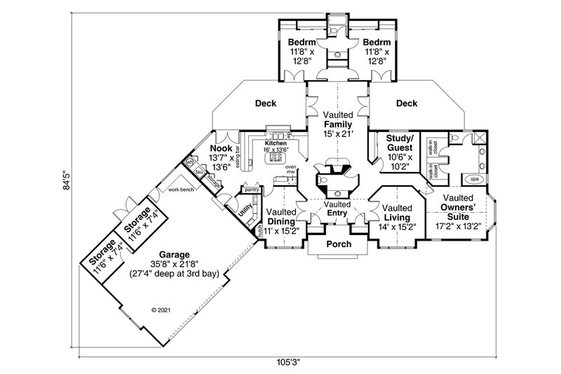 Home Plan - Floor Plan - Other Floor for Modern House Plan #124-123 - 4 bed, 2.5 bath