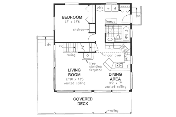 Floor Plan - Main Floor for Contemporary House Plan #18-231 - 1 bed, 1.5 bath