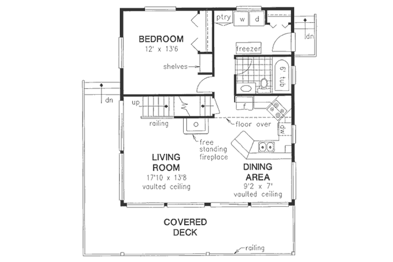 Home Plan - Floor Plan - Main Floor for Contemporary House Plan #18-231 - 1 bed, 1.5 bath