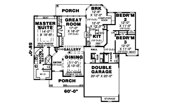 Home Plan - Cottage Floor Plan - Main Floor Plan #34-110