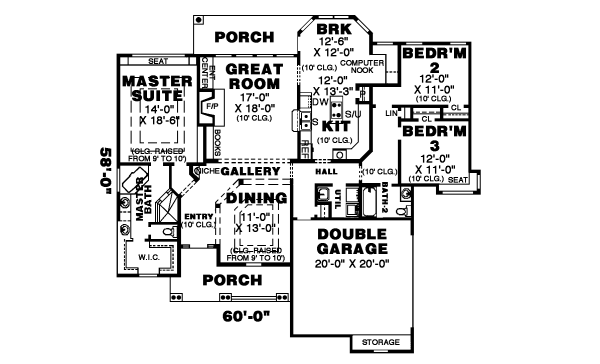 Dream House Plan - Cottage Floor Plan - Main Floor Plan #34-110