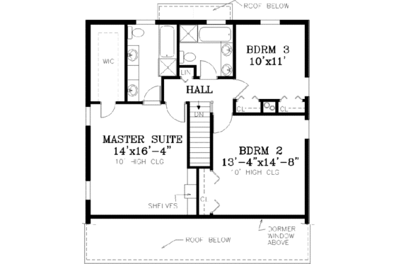 Floor Plan - Upper Floor for Country House Plan #3-152 - 4 bed, 2.5 bath