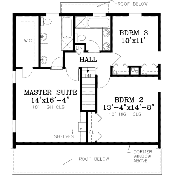 Country Floor Plan - Upper Floor Plan #3-152