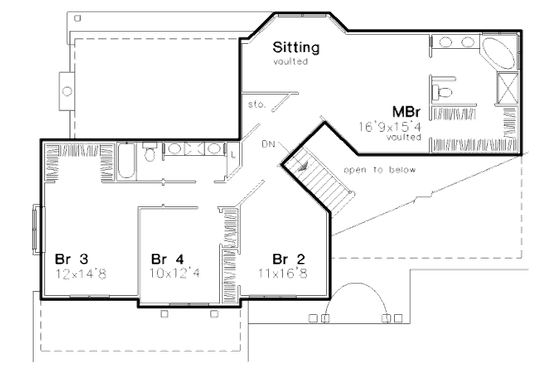 Floor Plan - Upper Floor for Country House Plan #320-464 - 4 bed, 3 bath