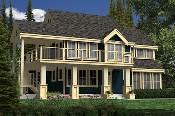 Exterior - Front Elevation 3 for Contemporary House Plan #118-114 - 2 bed, 2 bath