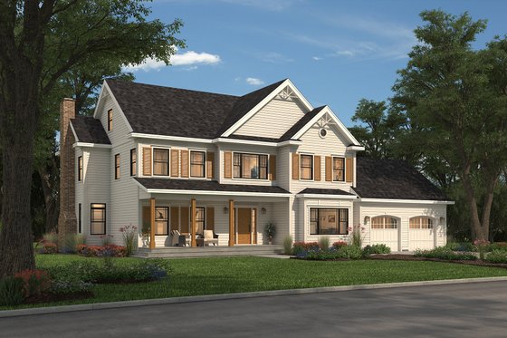 Exterior - Front Elevation 3 for Farmhouse House Plan #497-67 - 3 bed, 2.5 bath