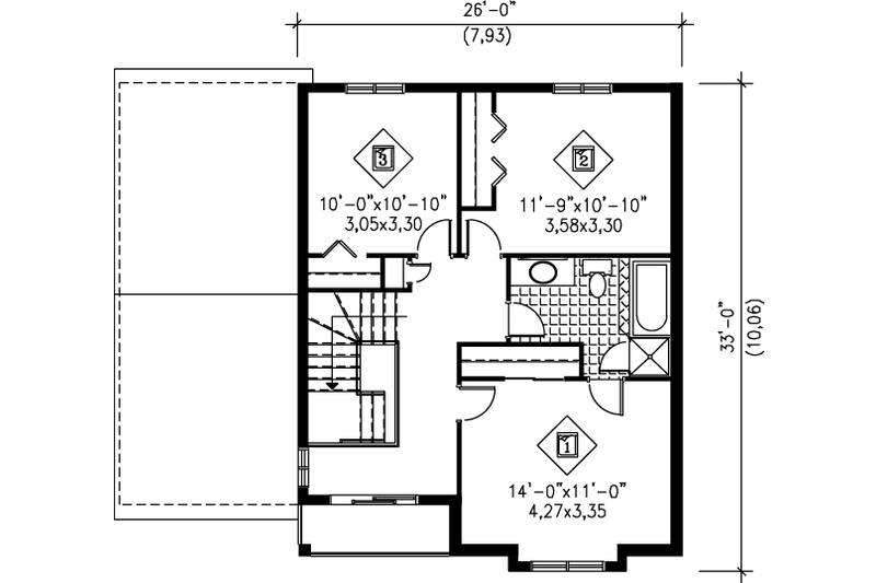 Dream House Plan - Floor Plan - Upper Floor for Traditional House Plan #25-2235 - 3 bed, 1.5 bath