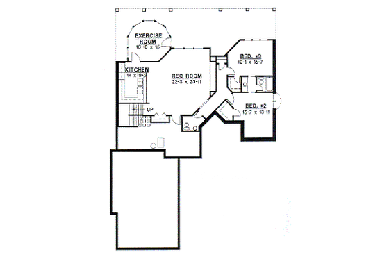 Floor Plan - Lower Floor for European House Plan #67-331 - 3 bed, 3 bath