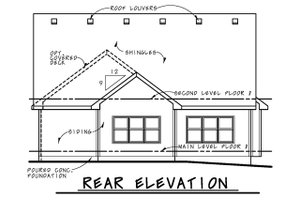 Exterior - Rear Elevation for Craftsman House Plan #20-2188 - 3 bed, 3 bath