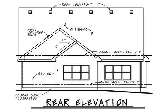 Exterior - Rear Elevation for Craftsman House Plan #20-2188 - 3 bed, 3 bath