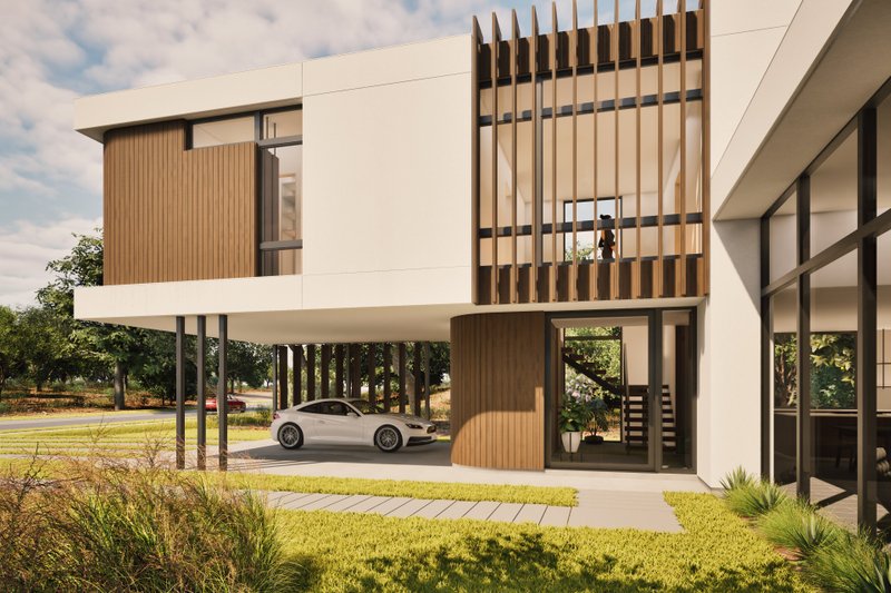 Dream House Plan - Exterior - Front Elevation 5 for Modern House Plan #80-226 - 3 bed, 2.5 bath