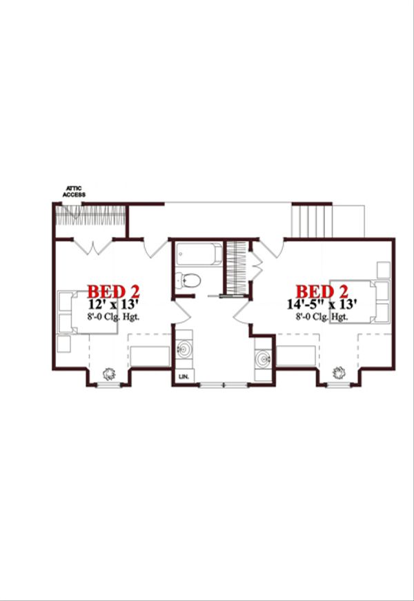 Traditional Floor Plan - Upper Floor Plan #63-274