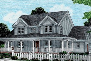 Exterior - Front Elevation 3 for Country House Plan #20-2036 - 4 bed, 3 bath
