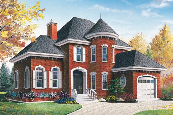 Exterior - Front Elevation 3 for European House Plan #23-2155 - 3 bed, 2 bath