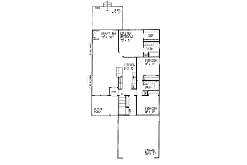 Home Plan - Floor Plan - Main Floor for Traditional House Plan #72-226 - 3 bed, 2 bath
