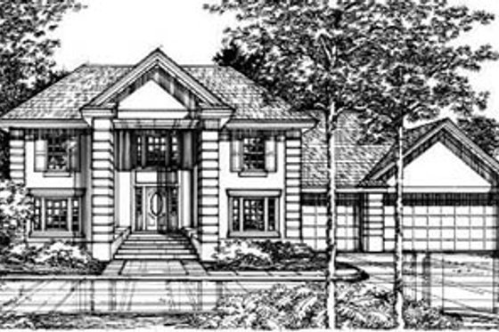 Exterior - Front Elevation for European House Plan #50-138 - 4 bed, 2.5 bath