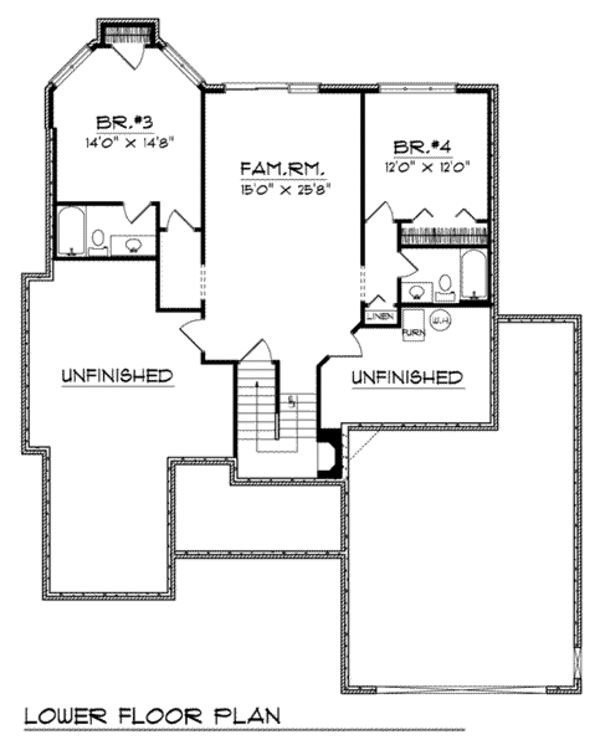 House Design - European Floor Plan - Lower Floor Plan #70-760