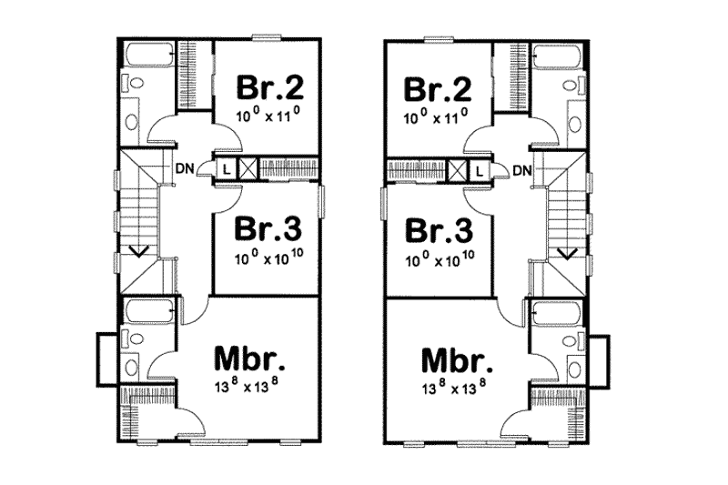 Home Plan - Floor Plan - Upper Floor for Cottage House Plan #20-1345 - 3 bed, 2.5 bath