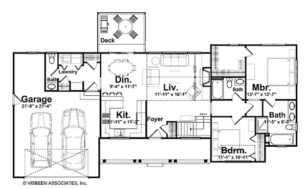 Architectural House Design - Floor Plan - Main Floor for Farmhouse House Plan #928-438 - 2 bed, 2.5 bath