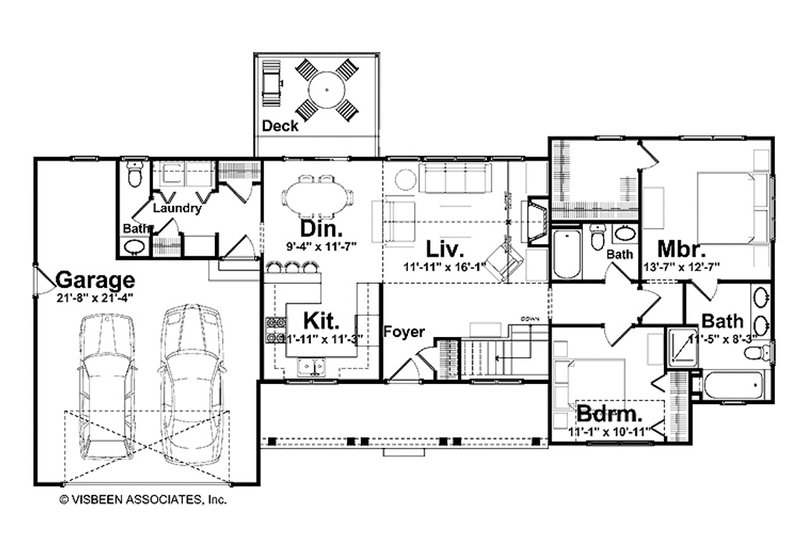 Architectural House Design - Floor Plan - Main Floor for Farmhouse House Plan #928-438 - 2 bed, 2.5 bath