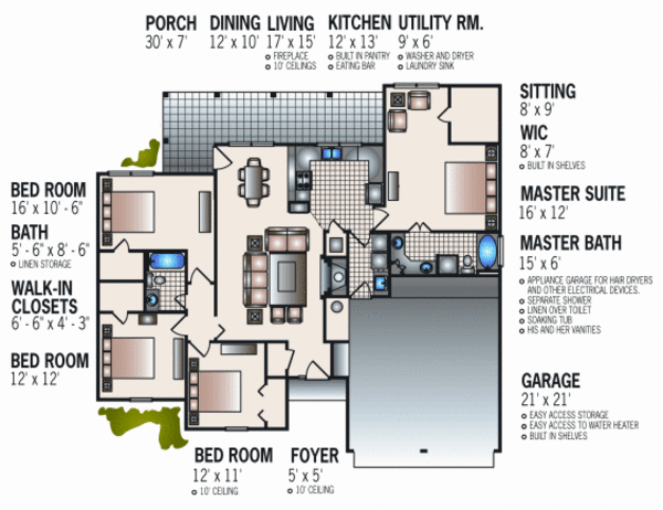 Home Plan - European Floor Plan - Main Floor Plan #45-337