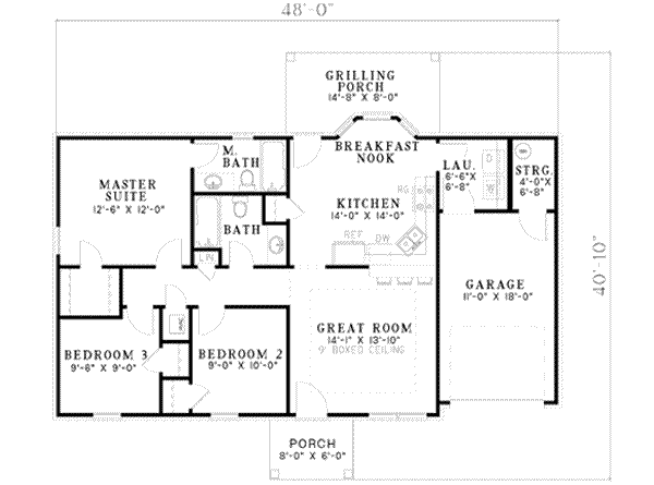 Architectural House Design - Southern Floor Plan - Main Floor Plan #17-2082