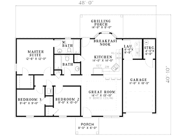 Home Plan - Southern Floor Plan - Main Floor Plan #17-2082