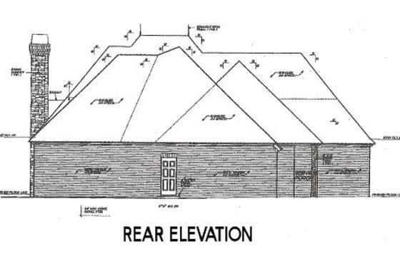 Exterior - Rear Elevation for European House Plan #310-632 - 4 bed, 3.5 bath