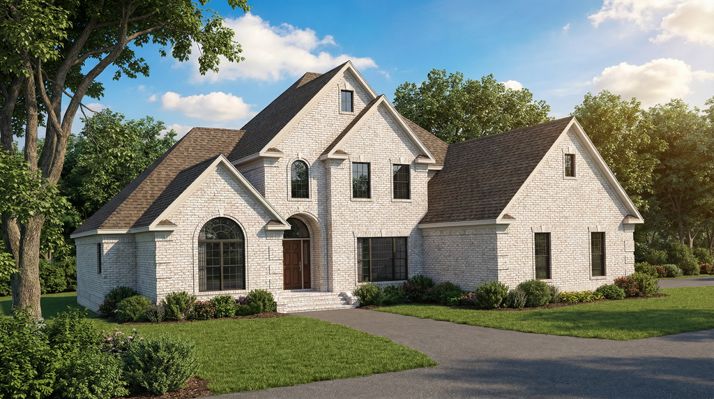 Exterior - Front Elevation 2 for European House Plan #17-293 - 3 bed, 2.5 bath